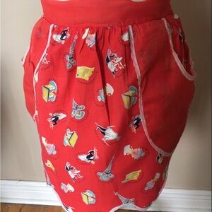 Vintage Half Apron 1960s Parisian Charm Eiffel Tower French Cuisine